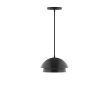 Montclair Light Works PEBX445-41-C27-L10 - 10" Nest LED Pendant, neutral argyle fabric cord with canopy, Black