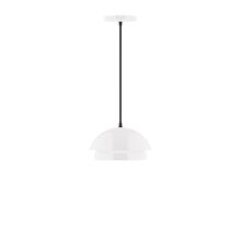 Montclair Light Works PEBX445-44-C22-L10 - 10" Nest LED Pendant, white and gray dot fabric cord with canopy, White