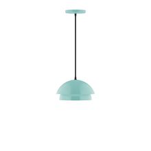 Montclair Light Works PEBX445-48-C22-L10 - 10" Nest LED Pendant, white and gray dot fabric cord with canopy, Sea Green