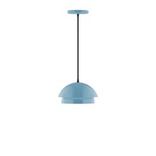 Montclair Light Works PEBX445-54-C25-L10 - 10" Nest LED Pendant, polished copper fabric cord with canopy, Light Blue