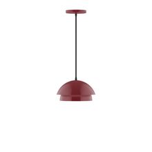 Montclair Light Works PEBX445-55-C22-L10 - 10" Nest LED Pendant, white and gray dot fabric cord with canopy, Barn Red