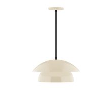 Montclair Light Works PEBX446-16-C27-L12 - 16" Nest LED Pendant, neutral argyle fabric cord with canopy, Cream