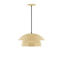 Montclair Light Works PEBX446-17-C16-L12 - 16" Nest LED Pendant, navy mini tweed fabric cord with canopy, Ivory