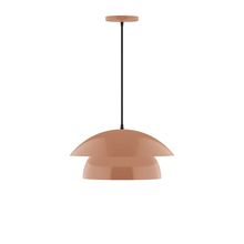 Montclair Light Works PEBX446-19-C27-L12 - 16" Nest LED Pendant, neutral argyle fabric cord with canopy, Terracotta