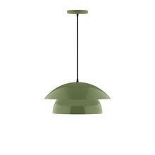 Montclair Light Works PEBX446-22-C24-L12 - 16" Nest LED Pendant, cool tweed fabric cord with canopy, Fern Green