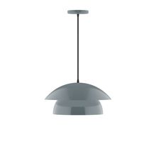 Montclair Light Works PEBX446-40-C21-L12 - 16" Nest LED Pendant, white cord with canopy, Slate Gray