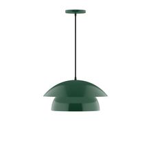 Montclair Light Works PEBX446-42-C26-L12 - 16" Nest LED Pendant, ivory fabric cord with canopy, Forest Green