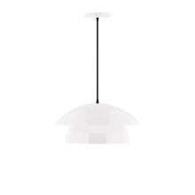 Montclair Light Works PEBX446-44-C24-L12 - 16" Nest LED Pendant, cool tweed fabric cord with canopy, White