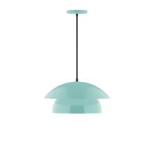 Montclair Light Works PEBX446-48-C21-L12 - 16" Nest LED Pendant, white cord with canopy, Sea Green