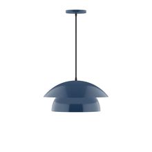 Montclair Light Works PEBX446-50-C16-L12 - 16" Nest LED Pendant, navy mini tweed fabric cord with canopy, Navy