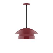 Montclair Light Works PEBX446-55-C02-L12 - 16" Nest LED Pendant, black fabric cord with canopy, Barn Red