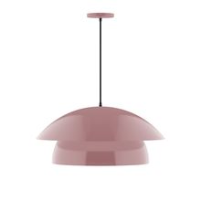 Montclair Light Works PEBX447-20-C02-L13 - 24" Nest LED Pendant, black fabric cord with canopy, Mauve