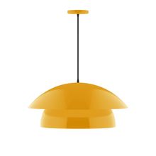 Montclair Light Works PEBX447-21-C25-L13 - 24" Nest LED Pendant, polished copper fabric cord with canopy, Bright Yellow