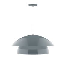 Montclair Light Works PEBX447-40-C22-L13 - 24" Nest LED Pendant, white and gray dot fabric cord with canopy, Slate Gray