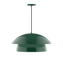 Montclair Light Works PEBX447-42-C20-L13 - 24" Nest LED Pendant, white fabric cord with canopy, Forest Green