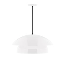 Montclair Light Works PEBX447-44-C12-L13 - 24" Nest LED Pendant, gray fabric cord with canopy, White