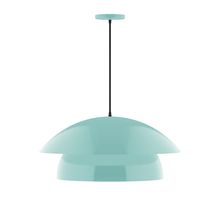 Montclair Light Works PEBX447-48-C22-L13 - 24" Nest LED Pendant, white and gray dot fabric cord with canopy, Sea Green