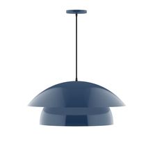 Montclair Light Works PEBX447-50-C26-L13 - 24" Nest LED Pendant, ivory fabric cord with canopy, Navy