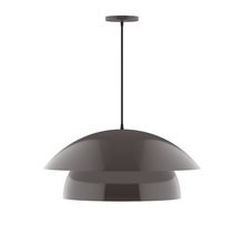 Montclair Light Works PEBX447-51-C12-L13 - 24" Nest LED Pendant, gray fabric cord with canopy, Architectural Bronze