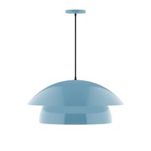 Montclair Light Works PEBX447-54-C27-L13 - 24" Nest LED Pendant, neutral argyle fabric cord with canopy, Light Blue