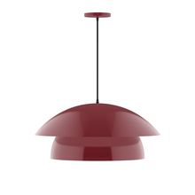 Montclair Light Works PEBX447-55-C02-L13 - 24" Nest LED Pendant, black fabric cord with canopy, Barn Red