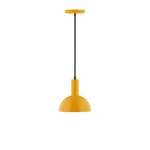 Montclair Light Works PEBX456-21-C22-L10 - 8" Stack Mini Dome LED Pendant, white and gray dot fabric cord with canopy, Bright Yellow