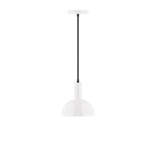 Montclair Light Works PEBX456-44-C16-L10 - 8" Stack Mini Dome LED Pendant, navy mini tweed fabric cord with canopy, White