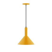 Montclair Light Works PEBX466-21-C01-L12 - 12" Stack Cone LED Pendant, brown and ivory houndstooth fabric cord with canopy, Bright Yellow