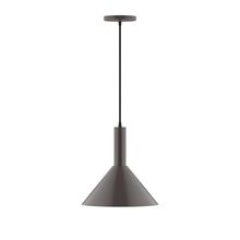 Montclair Light Works PEBX466-51-C21 - 12" Chase Pendant, white cord with canopy, Architectural Bronze