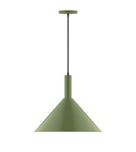 Montclair Light Works PEBX467-22-C21 - 18" Chase Pendant, white cord with canopy, Fern Green