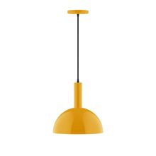 Montclair Light Works PEBX471-21-C02-L12 - 12" Stack Dome LED Pendant, black fabric cord with canopy, Bright Yellow