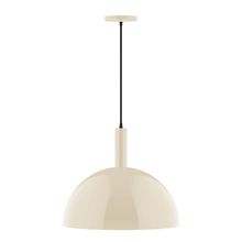 Montclair Light Works PEBX472-16-C04-L13 - 18" Stack Dome LED Pendant, black and white houndstooth fabric cord with canopy, Cream