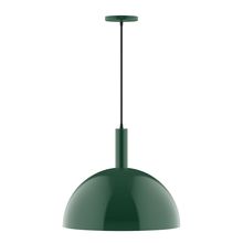 Montclair Light Works PEBX472-42-C27-L13 - 18" Stack Dome LED Pendant, neutral argyle fabric cord with canopy, Forest Green