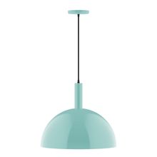 Montclair Light Works PEBX472-48-C27-L13 - 18" Stack Dome LED Pendant, neutral argyle fabric cord with canopy, Sea Green