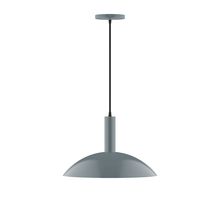 Montclair Light Works PEBX476-40-C16-L13 - 16" Stack Half Dome LED Pendant, navy mini tweed fabric cord with canopy, Slate Gray