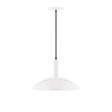 Montclair Light Works PEBX476-44-C22-L13 - 16" Stack Half Dome LED Pendant, white and gray dot fabric cord with canopy, White