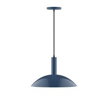 Montclair Light Works PEBX476-50-C26-L13 - 16" Stack Half Dome LED Pendant, ivory fabric cord with canopy, Navy