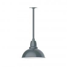 Montclair Light Works STA106-40-H24-L12 - 12" Cafe shade, stem mount LED Pendant with canopy, Slate Gray