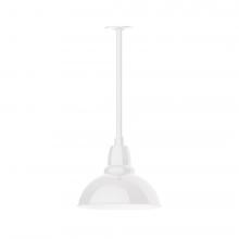 Montclair Light Works STA106-44-H24-L12 - 12" Cafe shade, stem mount LED Pendant with canopy, White