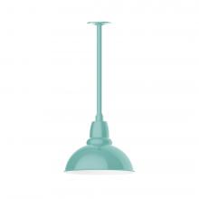 Montclair Light Works STA106-48-H24-L12 - 12" Cafe shade, stem mount LED Pendant with canopy, Sea Green