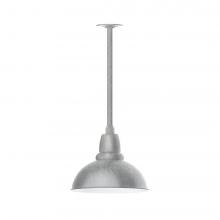 Montclair Light Works STA106-49-H30-L12 - 12" Cafe shade, stem mount LED Pendant with canopy, Painted Galvanized