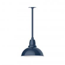 Montclair Light Works STA106-50-H30-L12 - 12" Cafe shade, stem mount LED Pendant with canopy, Navy