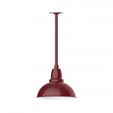 Montclair Light Works STA106-55-H30-L12 - 12" Cafe shade, stem mount LED Pendant with canopy, Barn Red