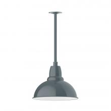 Montclair Light Works STA107-40-H36-L13 - 14" Cafe shade, stem mount LED Pendant with canopy, Slate Gray