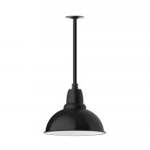 Montclair Light Works STA107-41-H36-L13 - 14" Cafe shade, stem mount LED Pendant with canopy, Black