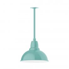 Montclair Light Works STA107-48-H36-L13 - 14" Cafe shade, stem mount LED Pendant with canopy, Sea Green