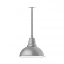 Montclair Light Works STA107-49-H36-L13 - 14" Cafe shade, stem mount LED Pendant with canopy, Painted Galvanized