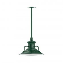 Montclair Light Works STA142-42-H36-L12 - 12" Homestead shade, stem mount LED Pendant with canopy, Forest Green