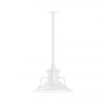 Montclair Light Works STA142-44-H36-L12 - 12" Homestead shade, stem mount LED Pendant with canopy, White