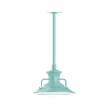 Montclair Light Works STA142-48-L12 - 12" Homestead shade, stem mount LED Pendant with canopy, Sea Green